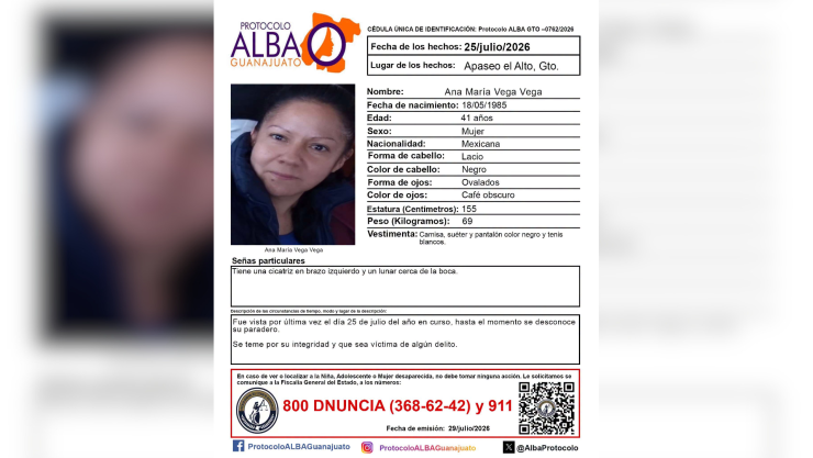 ¡Se desconoce su paradero! Buscan a Ana María Vega Vega, desaparecida en Guanajuato.png