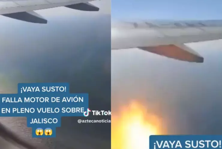 VIDEO Falla motor de avión durante vuelo a Guadalajara