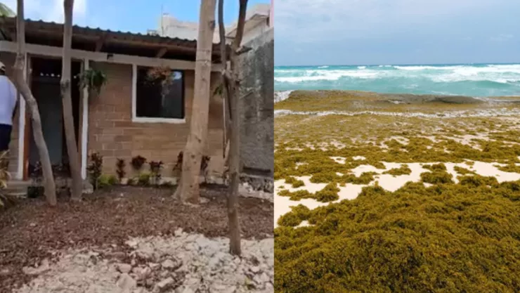 Construyen casa para adultos mayores con sargazo en Quintana Roo