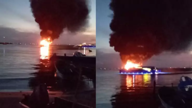 ÚLTIMA HORA: Yate se incendia frente a la costa de Isla Mujeres; no hay lesionados