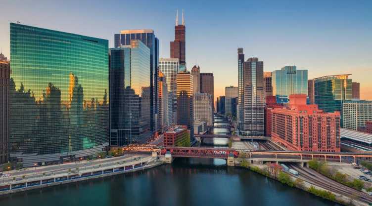 Vista de la ciudad de Chicago en el estado de Illinois