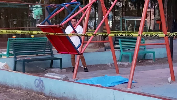 El niño se encontraba jugando en un columpio tipo canastilla cuando cayó del juego en movimiento y al regreso del mecanismo fue golpeado en la nuca por lo que perdió la vida.