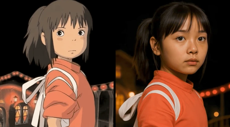 Así se verían los personajes de El viaje de Chihiro en la vida real, según la IA.png