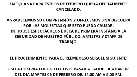 Concierto de Camila en Tijuana - Boletín