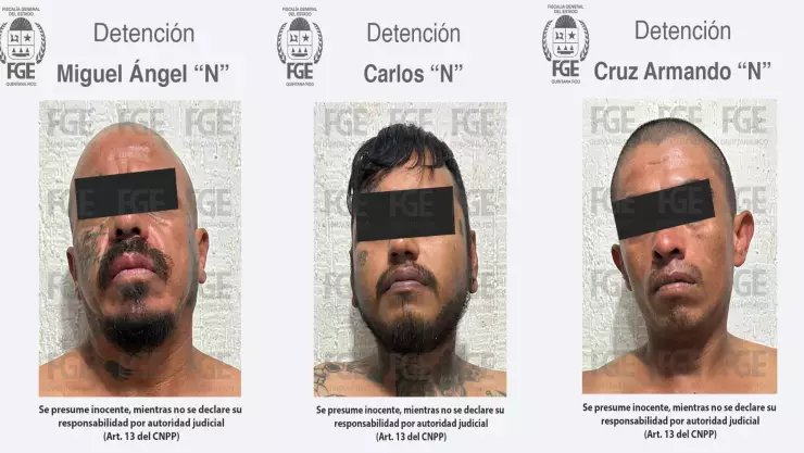 Autoridades de la FGE detienen a tres personas en Benito Juárez por delitos contra la salud