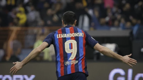 Robert Lewandowski celebra su gol ante Real Madrid