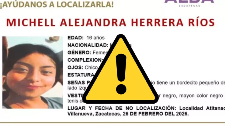 Estos son los datos de la joven de 16 años que reportan como desaparecida en Villanueva, Zacatecas
