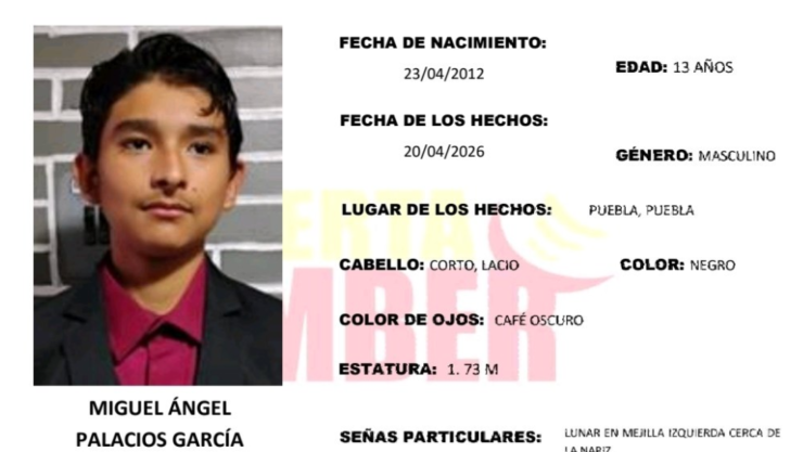 Activan la Alerta Amber Reportan como desaparecido a Miguel Ángel Palacios en Puebla