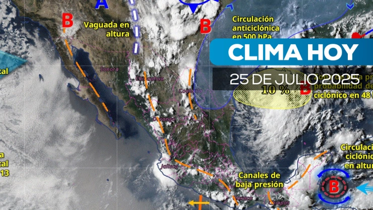 Mapa satelital de cómo estará el clima en México este viernes 25 de julio.