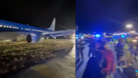Video del avión de Noruega que se salió de la pista