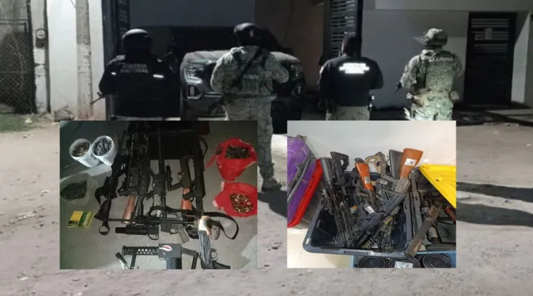 Encuentran arsenal con lanzallamas y granadas en Navojoa, Sonora (FOTOS)