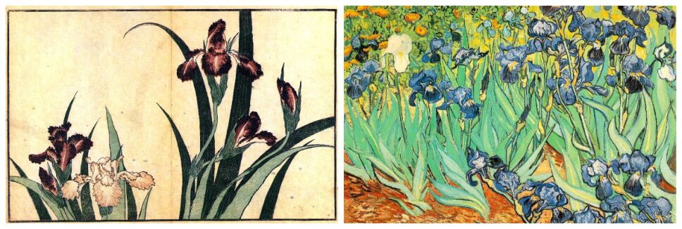 lirios de hokusai y van gogh