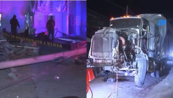 Carretera Lechería-Texcoco: Tráiler pierde el control y destruye puestos a exceso de velocidad