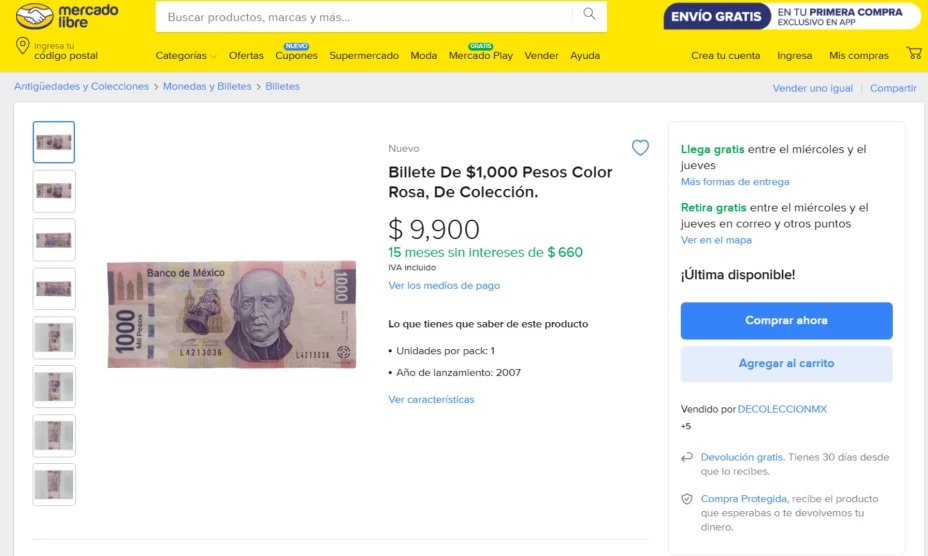 billete 1,000 pesos