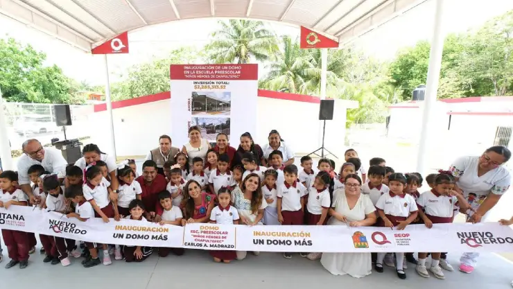 Entregan domo en preescolar de la comunidad Carlos A. Madrazo en Quintana Roo