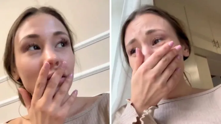 La grabación muestra la reacción de una mujer ante una presunta infidelidad