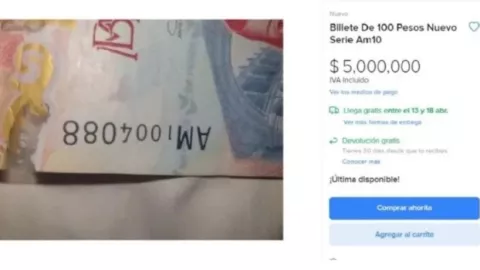 Billete de 100 pesos se vende hasta en 5 MILLONES