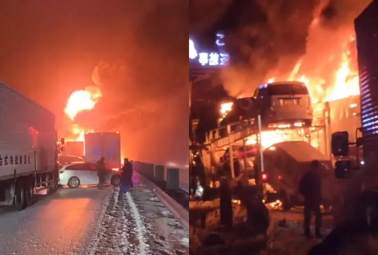 Autos detenidos y fuego