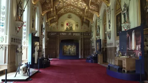 Exposici&oacute;n sobre Pr&iacute;ncipe Felipe en el Castillo de Windsor.