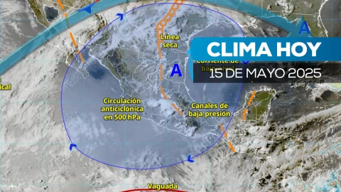 Mapa satelital del clima en México, 15 de mayo de 2025