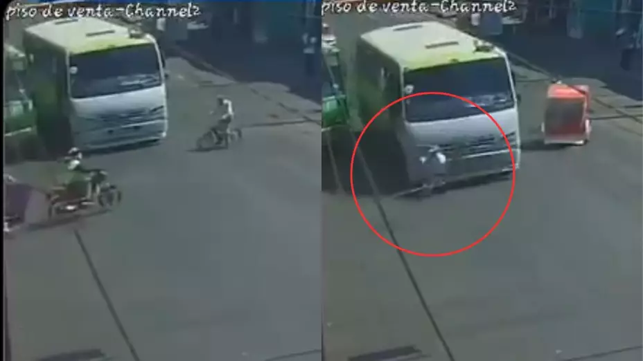 VIDEO: En Valle de Chalco, un abuelito en bicicleta fue atropellado por un camión