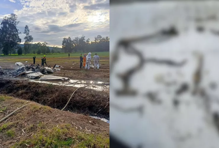 Revelan imágenes de los restos calcinados del accidente de Yeison Jiménez