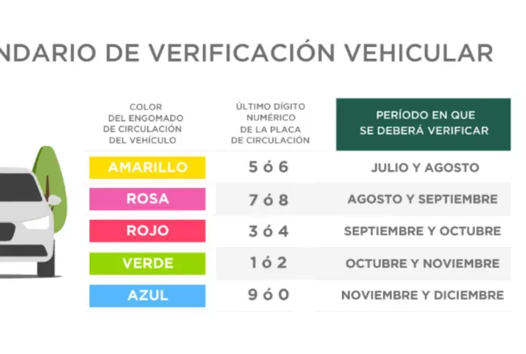 calendario de verificación vehicular