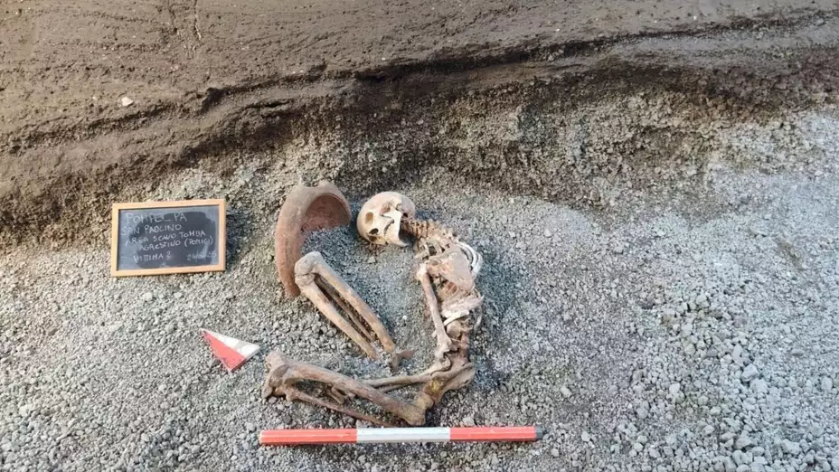 Víctima de la erupción del Vesubio del año 79 d. C., en el yacimiento arqueológico de Pompeya.