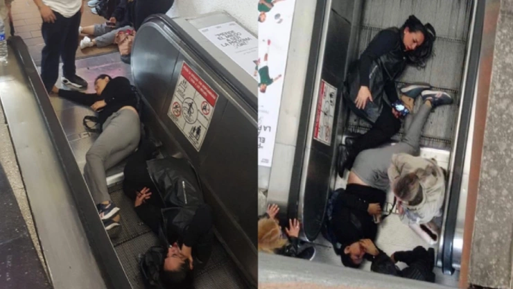 usuarios caen escaleras eléctricas metro cdmx