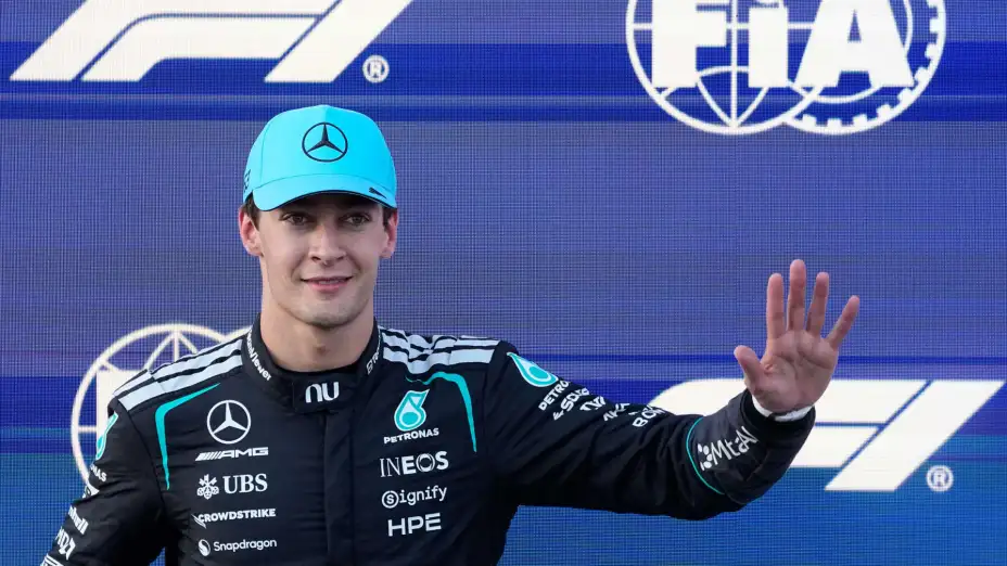 George Russell tras ganar la pole del Gran Premio de Azerbaiyán.