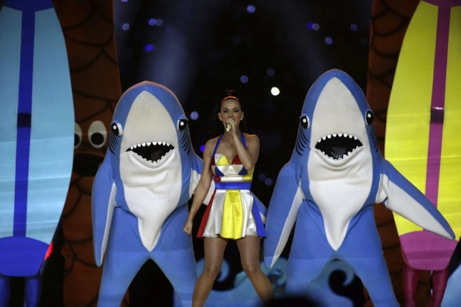 Katy Perry durante su actuación en el Super Bowl