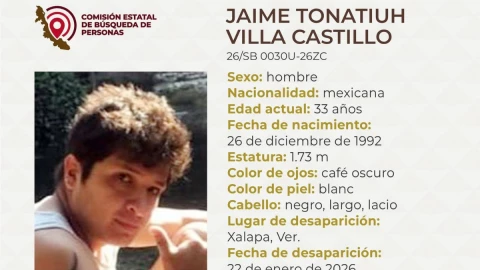 Jaime Tonatiuh Villa Castillo desaparecido en Veracruz