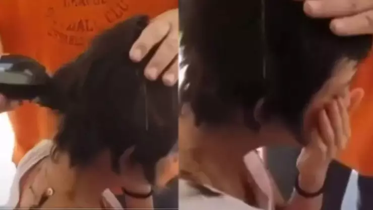 VIDEO: Papá le rapó la cabeza a su hija por hacerle bullying a niña con cáncer