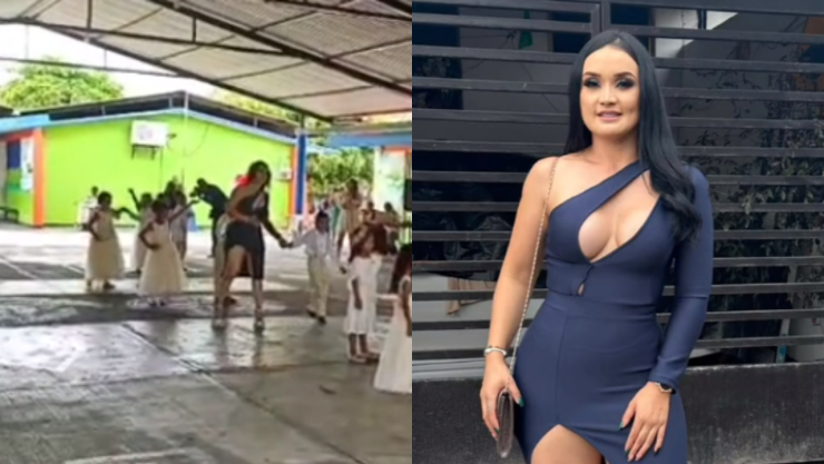 Mamá baila con su hijo el vals