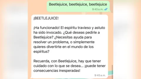 Esto paso si escribes ‘Beetlejuice’ tres veces en Meta AI; así reacciona la herramienta
