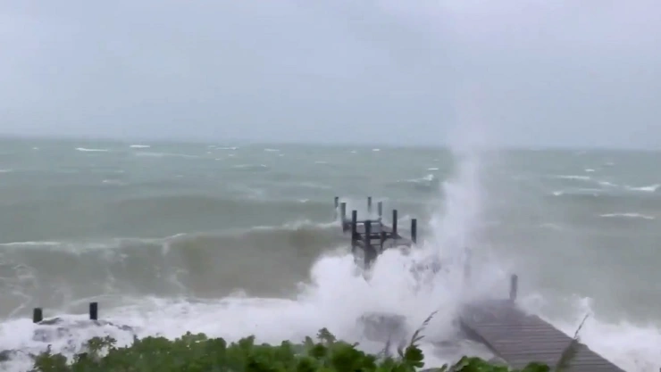 Sea conditions are seen in Marsh Harbour, Bahamas