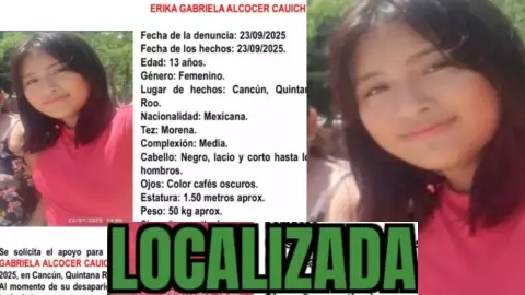 Localizan con vida a Erika Gabriela Alcocer Cauich, menor de 13 años desaparecida en Cancún