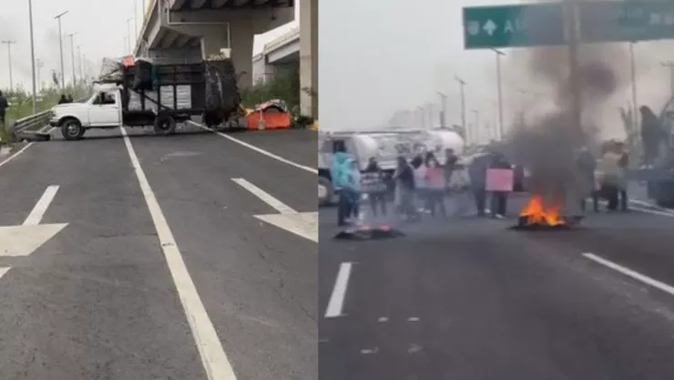 Vecinos de Tonanitla bloquean accesos del AIFA; exigen pago por terrenos