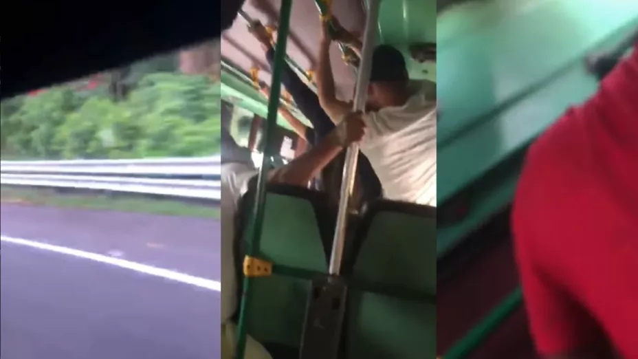 Pasajeros captan el momento cuando se voltea su autobús