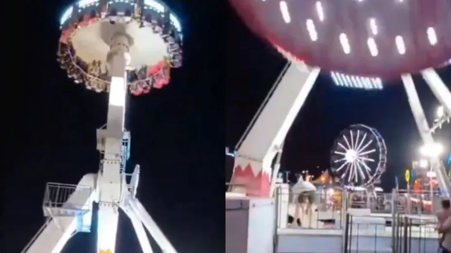 Hombre intenta rescatar a perro en un juego mecánico en Brasil; termina mal