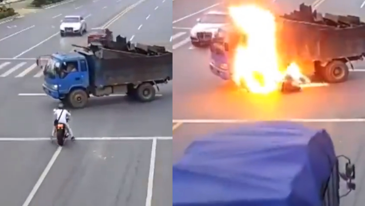 Hombre envuelto en llamas