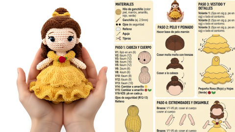 3 patrones de amigurumi de Disney nivel intermedio que parecen comprados en una tienda