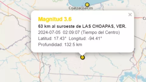 Sismo percibido en Las Choapas