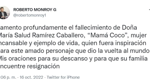 murió mamá coco secretario de turismo