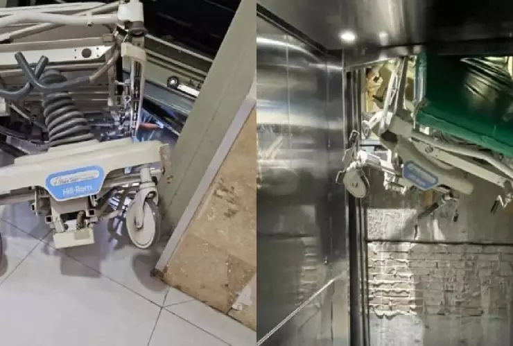 VIDEO_ Falla elevador del IMSS en Nuevo León y prensa camilla del hospital
