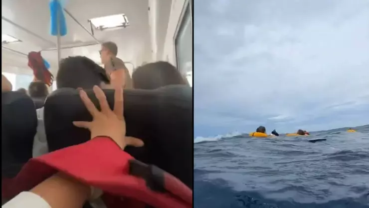 Mujer graba cuando se hunde su barco