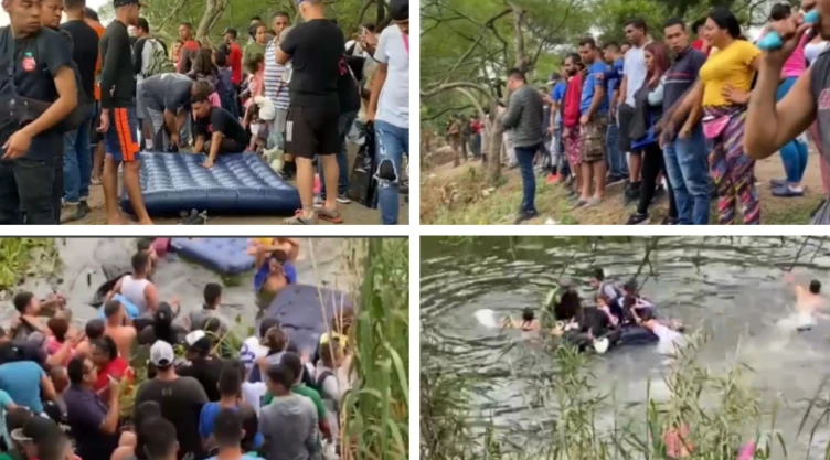 Migrantes Río Bravo colchones Tamaulipas