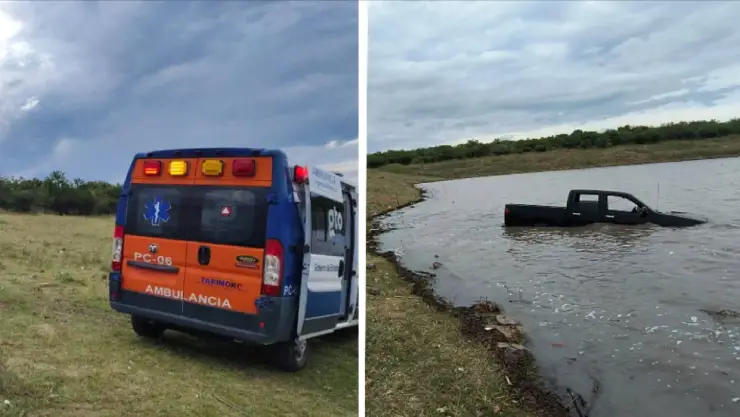 Camioneta cae al agua y atropella a dos personas; un hombre muerto en el hecho