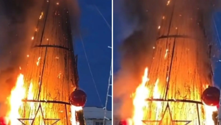 Árbol de Navidad incendiado Zitácuaro protesta