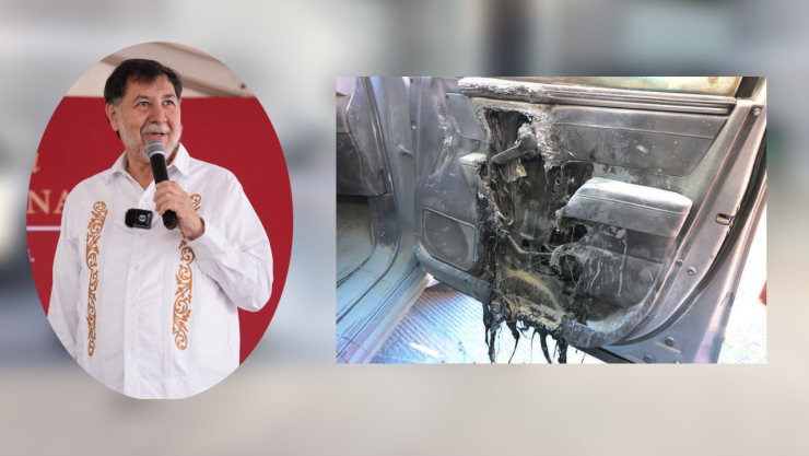 Fernández Noroña resultó ileso tras el incendio de la camioneta donde iba.